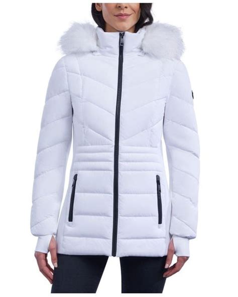 michael kors white fur coat|michael kors fur coat women's.